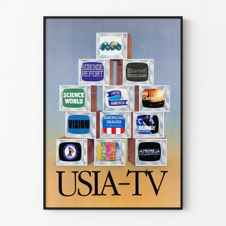 Vintage USIA-TV Poster with Retro Television Pyramid