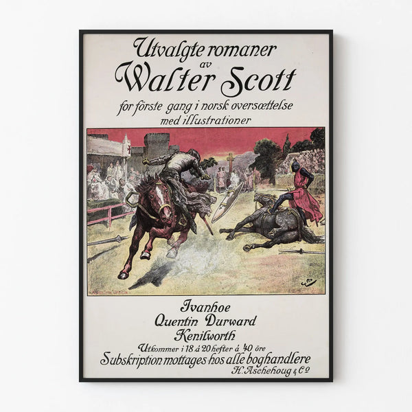 Vintage poster of historical novels by Walter Scott - Classic wall decoration