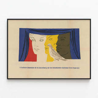 Vintage Poster of the World Youth Festival Warsaw 1955 — framed artwork on a wall