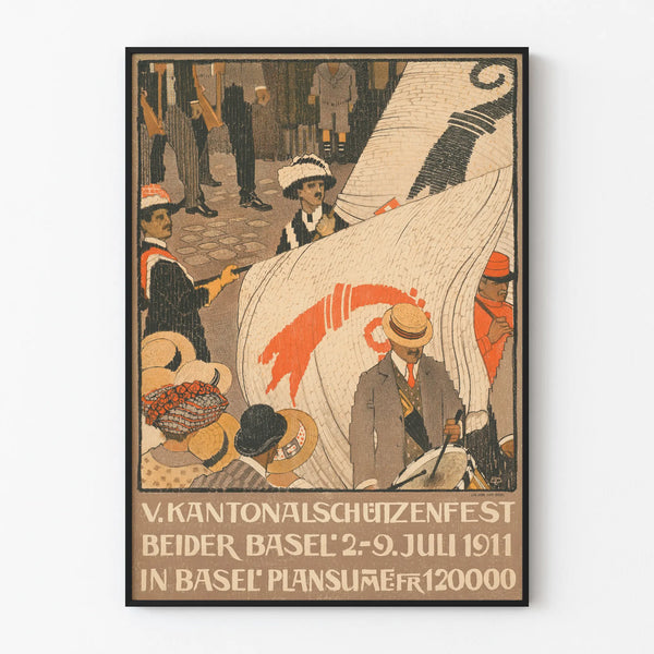 Vintage poster of the Cantonal Shooting Festival Basel 1911 wall decoration