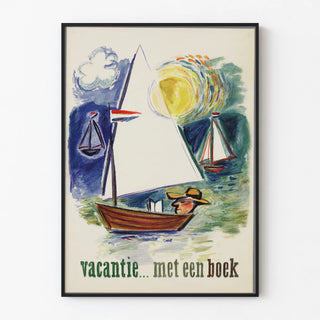 Decorative poster Vacation with a Book – Nautical Art and Reading