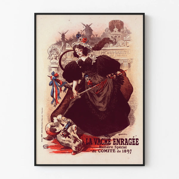 Vintage poster The Enraged Cow 1897 wall decoration