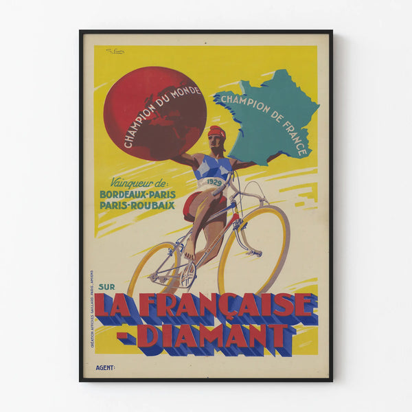 Vintage Poster Vainqueur Bordeaux-Paris 1929 La Française Diamant