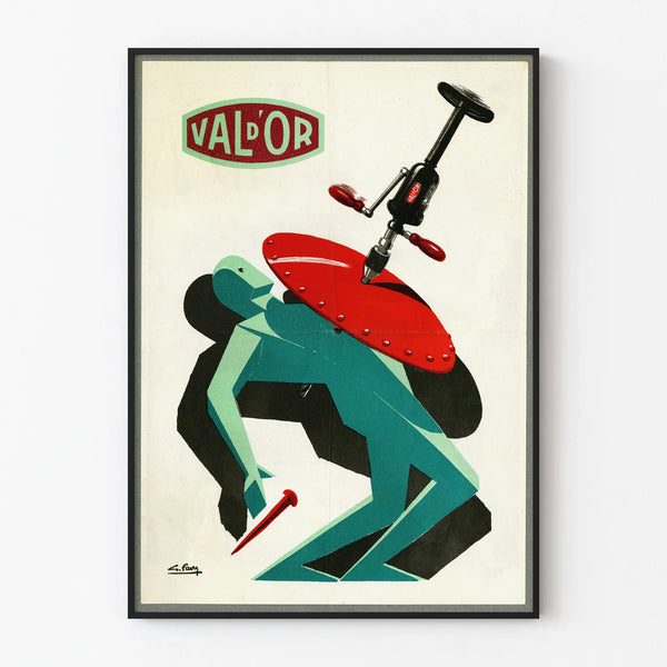 Vintage Val d'Or Poster - Stylized Illustration of Tool and Silhouette