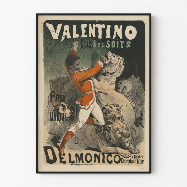Vintage Valentino Poster of the Lion Tamer in Black