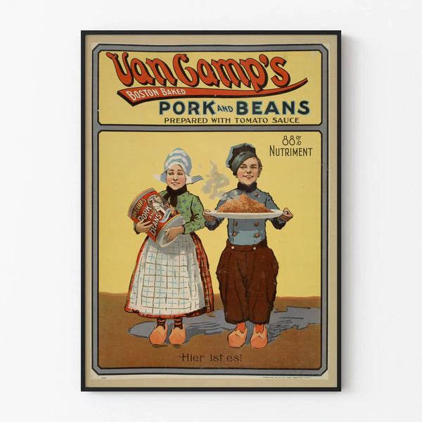 Vintage poster of Van Camp's Boston Baked Pork and Beans for wall decoration