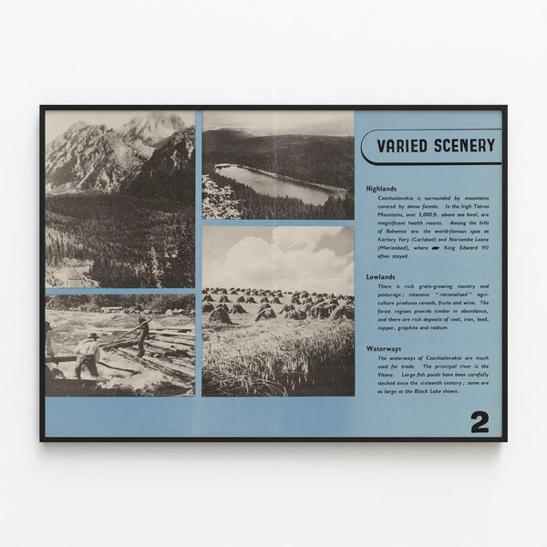 Decorative poster 'Varied Scenery': landscapes of Czechoslovakia — framed artwork on a wall