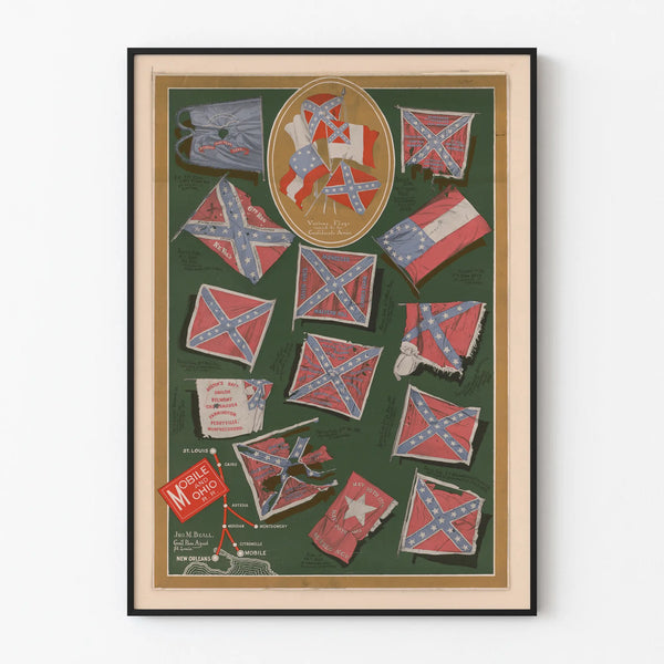 Decorative poster of the Confederate armies flags