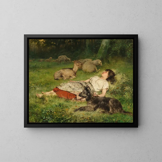 Bergère endormie - Évariste Carpentier — framed artwork on a wall