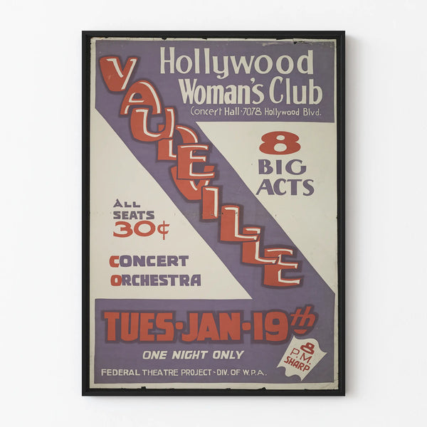 Poster Vaudeville Hollywood Woman's Club Concert