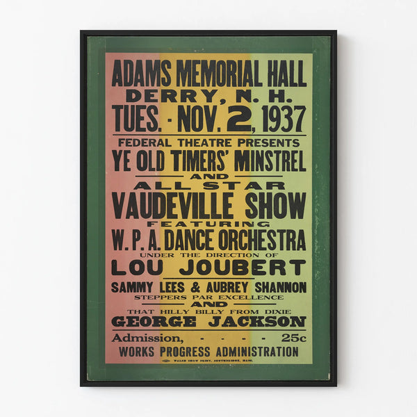 Vintage Vaudeville Show Poster 1937 for Wall Decoration