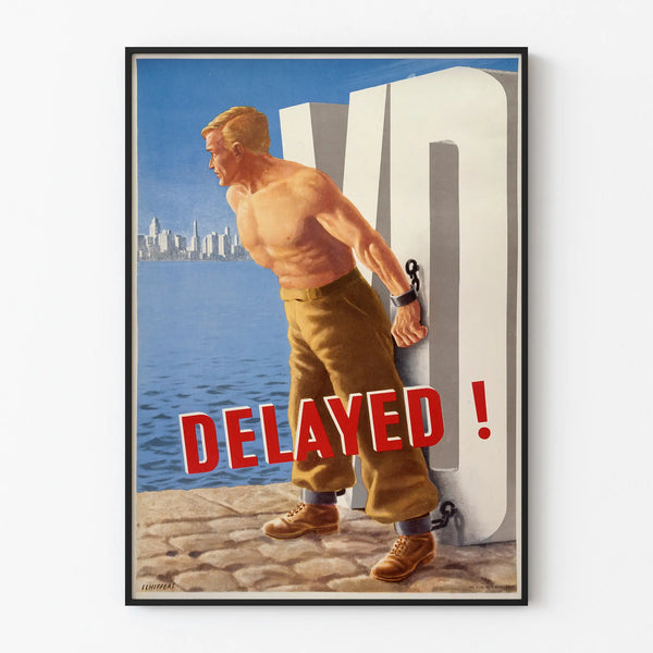 Vintage Man in Chains Poster - Retro Wall Decoration