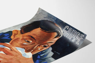 Vintage Poster of the Vegan Flu, Illustration of a Sick Man