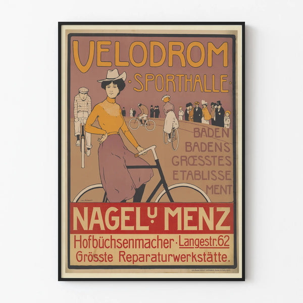 Vintage poster Velodrom Sporthalle Baden-Baden wall decoration cycling