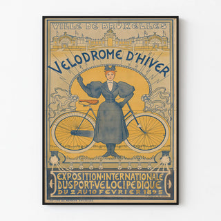 Vintage Bicycle Poster International Exhibition Velodrome d'Hiver Brussels 1895