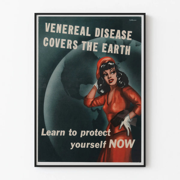 Vintage poster Venereal Disease Covers The Earth - Retro wall decoration
