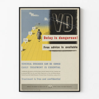 Vintage poster on the prevention of venereal diseases - Delay is Dangerous