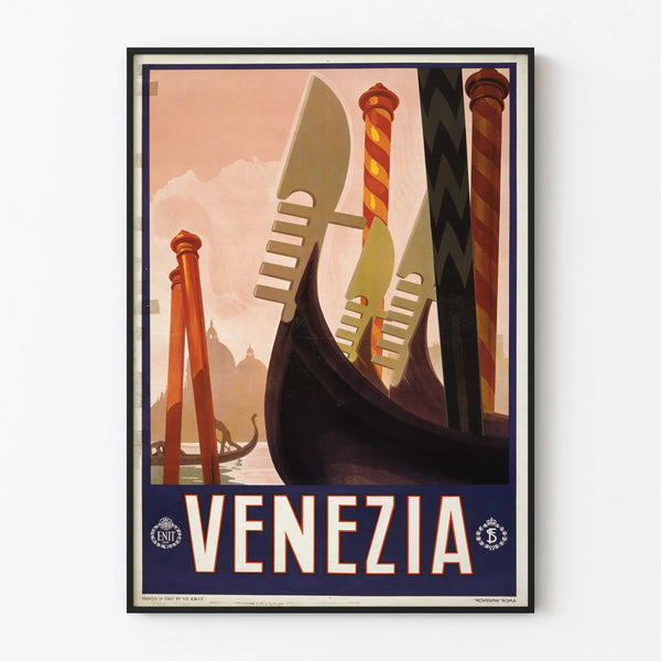 Vintage Decorative Poster Venice - Colorful Gondolas and Palaces