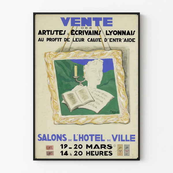 Poster Sale of Lyonnais Artists and Writers - Cultural Wall Decoration