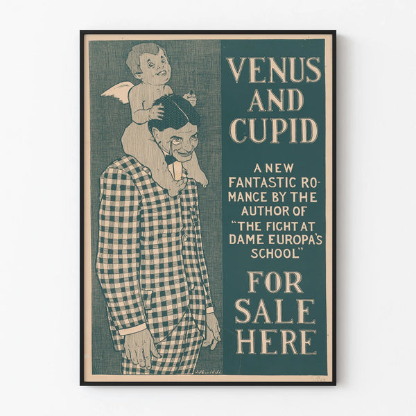 Vintage decorative poster Venus and Cupid