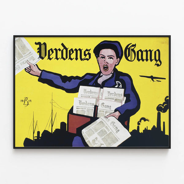 Vintage Verdens Gang Poster for Wall Decoration — framed artwork on a wall