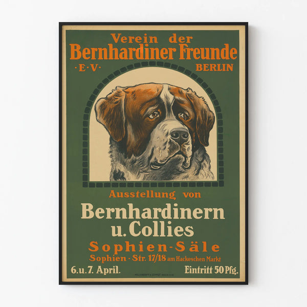 Vintage poster of Bernese Mountain Dog friends Berlin - Wall decoration poster of Saint Bernard dog