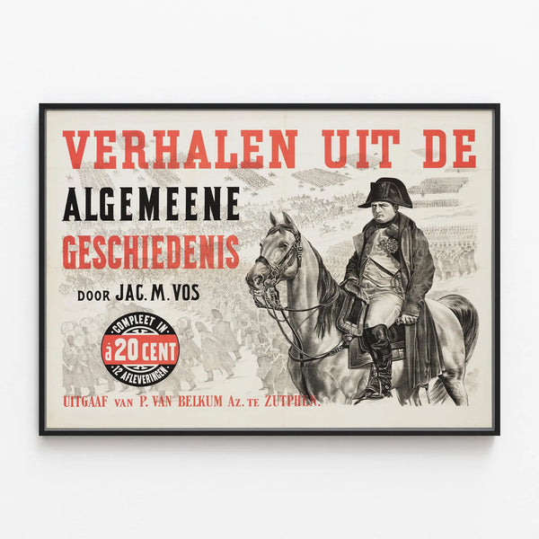 Historical Poster Stories from General History by Jac. M. Vos — framed artwork on a wall