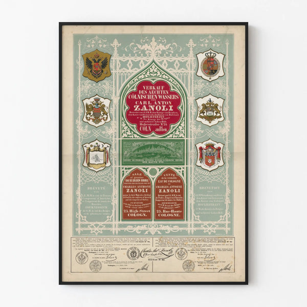 Vintage Poster Sale of Authentic Eau de Cologne by Charles Anton Zanoli