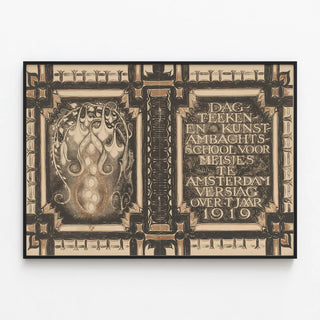 Art Nouveau Poster for Art School in Amsterdam 1919 — framed artwork on a wall