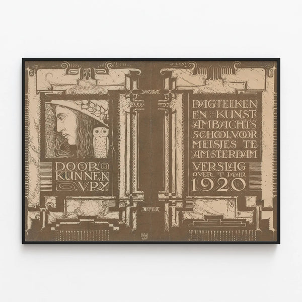 Art Nouveau Poster School of Arts and Crafts for Girls Amsterdam 1920 — framed artwork on a wall