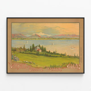Vintage Poster Versoix near Geneva Villas' Land — framed artwork on a wall