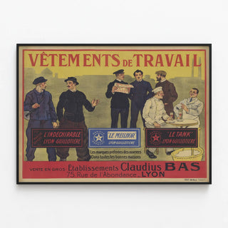 Vintage Poster Workwear - Claudius Bas Establishments Lyon — framed artwork on a wall