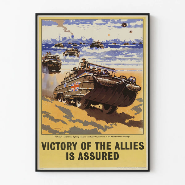 Vintage Military Poster 'Victory of the Allies' in Amphibious Landing