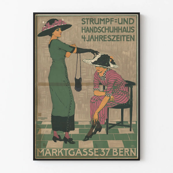 Vintage poster wall decoration Strumpf und Handschuhhaus 4 Jahreszeiten