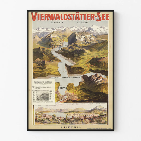 Vintage poster of Lake of the Four Cantons and Lucerne