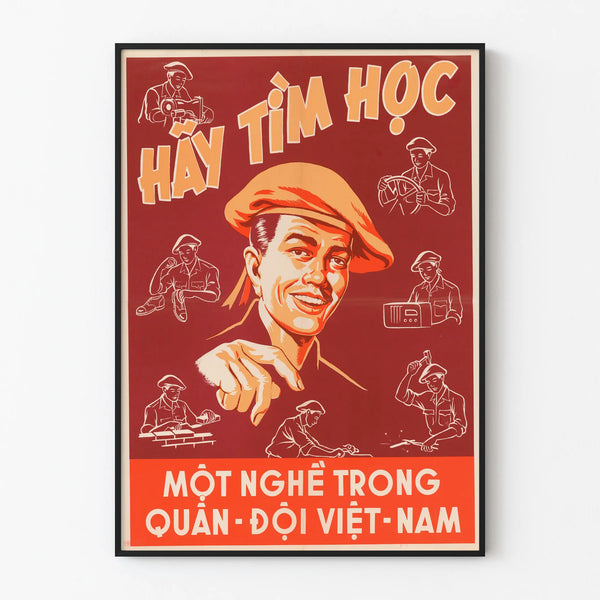 Vintage Vietnamese military recruitment poster for wall decoration