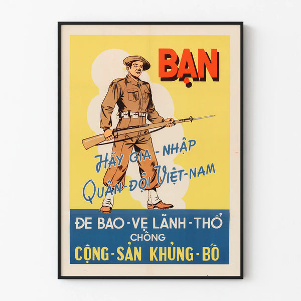 Vietnamese Military Propaganda Poster - Vintage Wall Decoration