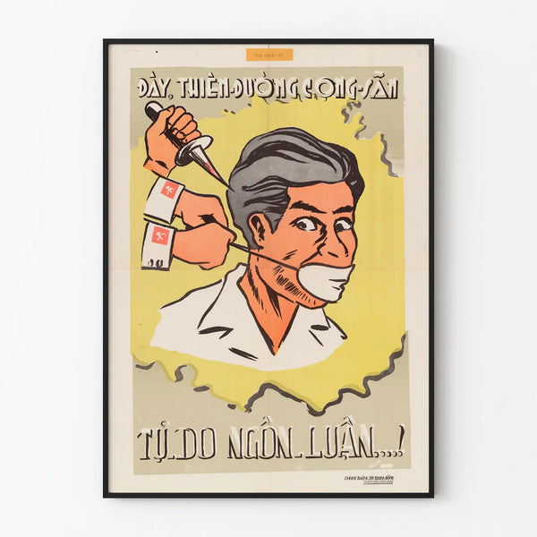 Vintage Vietnamese wall decoration poster