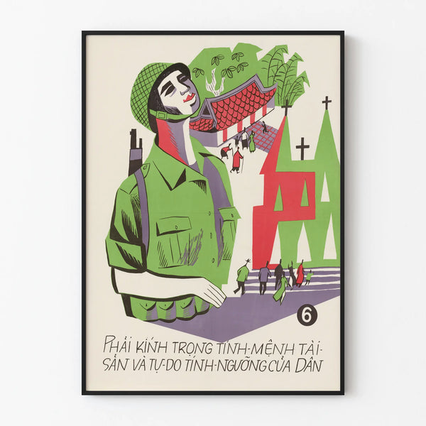 Vintage Vietnamese Military Poster - Respect for Property and Liberties