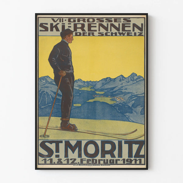 Vintage Ski Poster in St. Moritz 1911