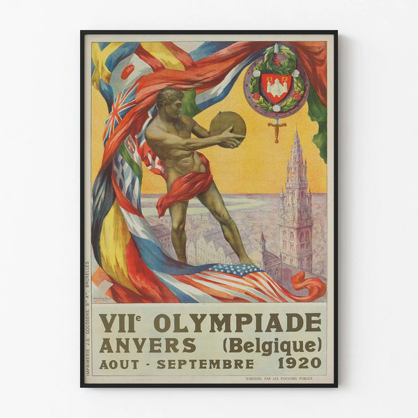 Vintage poster of the Antwerp 1920 Olympic Games for wall decoration