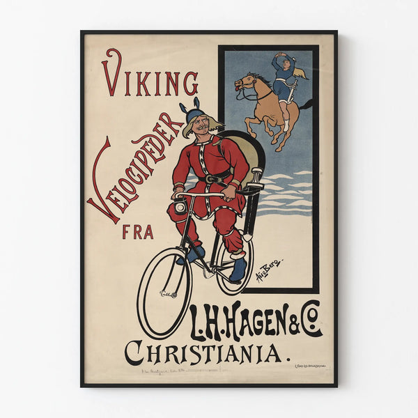 Viking Bicycle Advertising Poster L.H. Hagen & Co Christiania