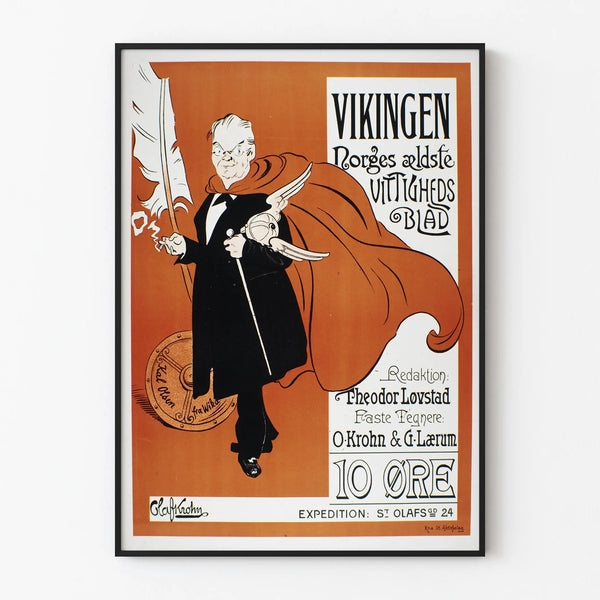 Vintage poster of Vikingen Norwegian humorous magazine