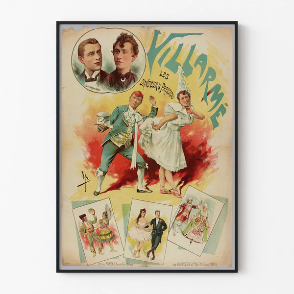 Vintage poster Les Danseurs Parisiens Villarmé for wall decoration