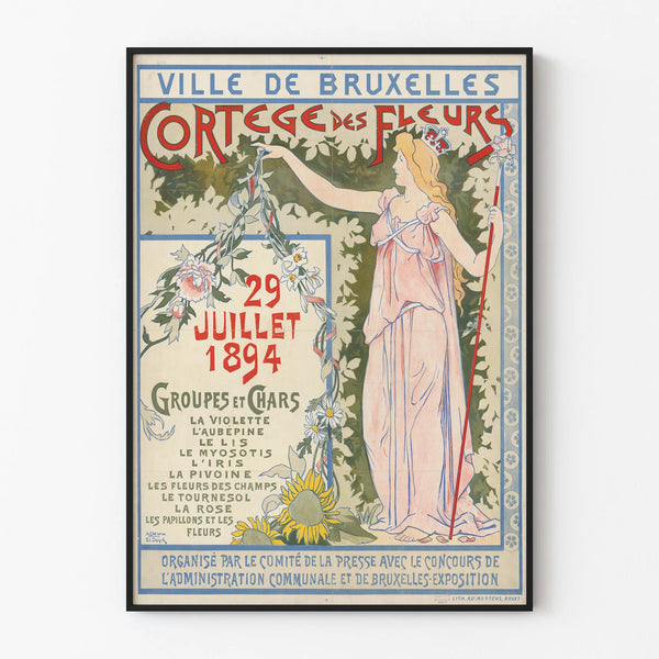 Vintage poster of the Flower Parade Brussels 1894