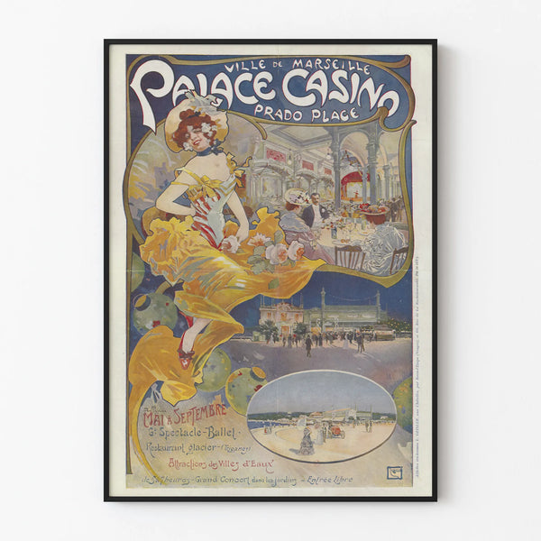 Vintage poster Marseille Palace Casino Prado decorative print