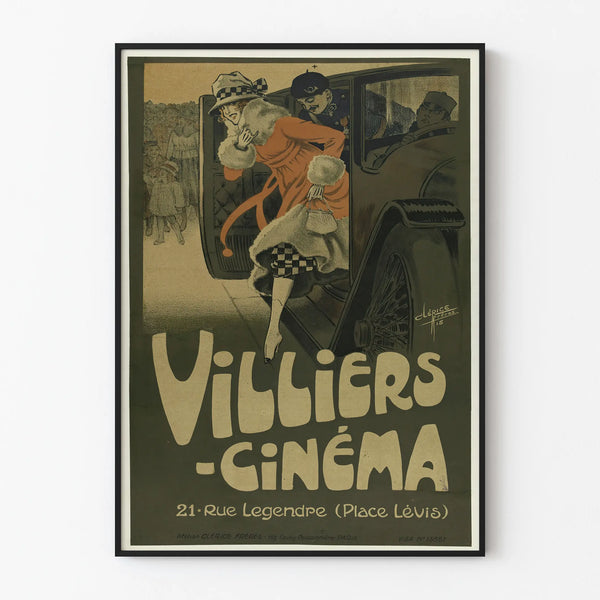 Vintage Villiers Cinema Poster - Art Deco Wall Decoration