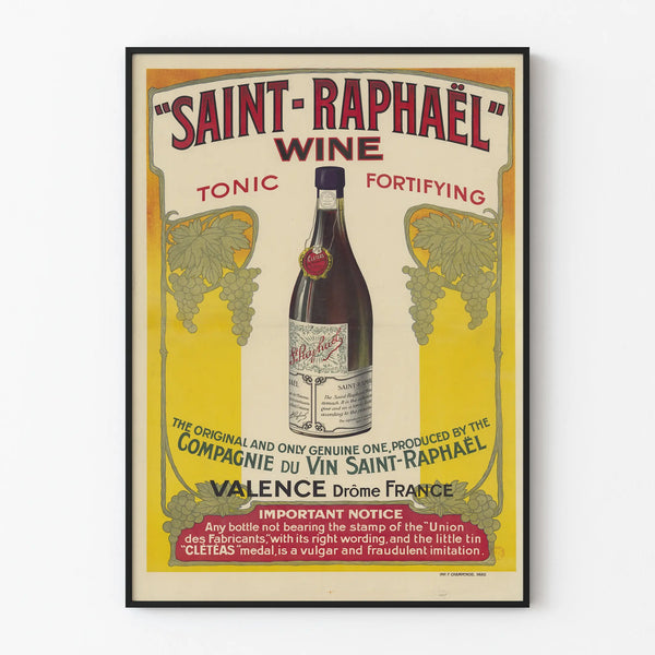 Vintage Saint-Raphaël Wine Poster - Vintage Wall Decoration with Vines and Wine