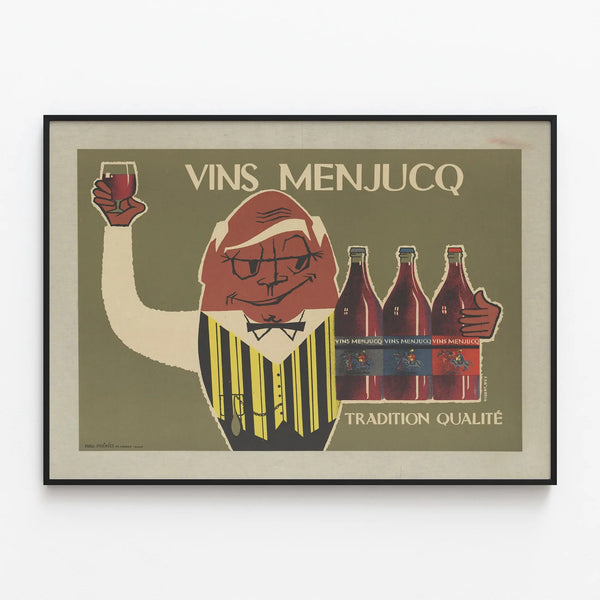 Vintage Poster Wines Menjucq Tradition Quality — framed artwork on a wall
