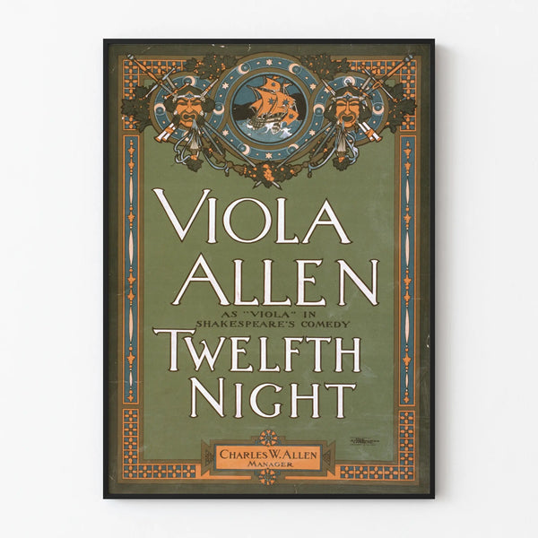 Vintage Poster of Viola Allen in Twelfth Night - Classic Theatre Wall Decoration